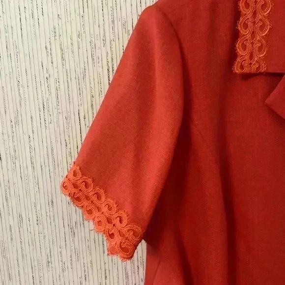 Vintage Koret Dress Woman Size‎ 24W Burnt Orange with Floral Skirt - Picture 11 of 14